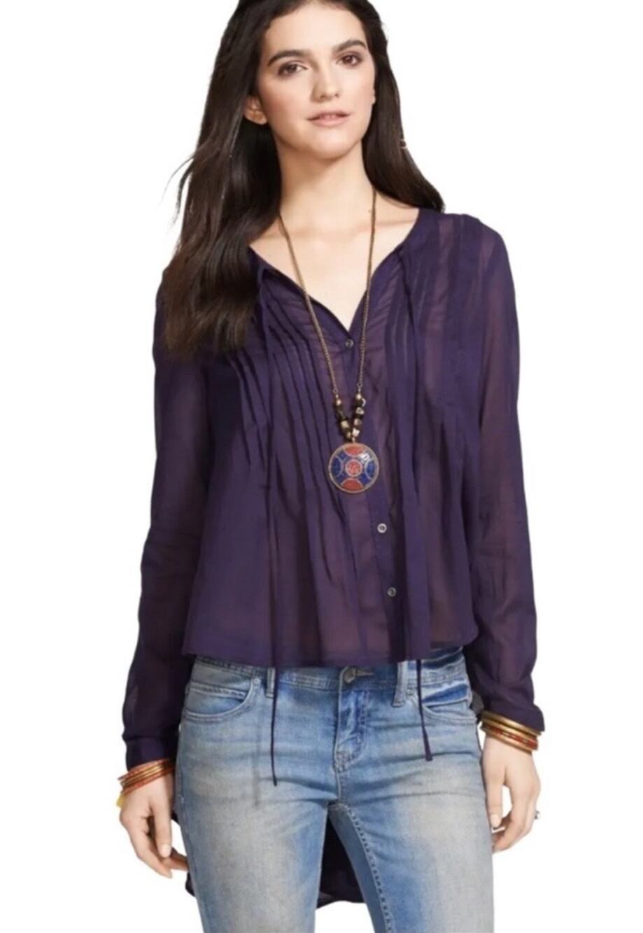 Free People Tunic Blouse Sisters Of The Moon High Low Women's Size M
